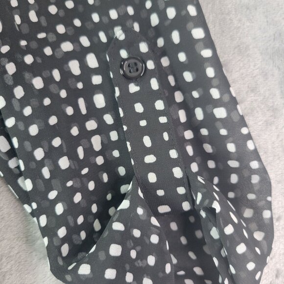 Alyx Womens Sheer Shirt Dress Black White Dot Print Button Front Size‎ S Career - Picture 4 of 12